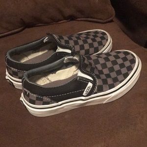 Kids black and grey checkered Vans